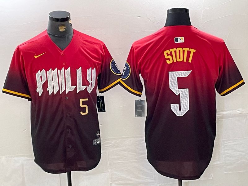 Men Philadelphia Phillies #5 Stott Red City Edition Nike 2024 MLB Jersey style 3->philadelphia phillies->MLB Jersey